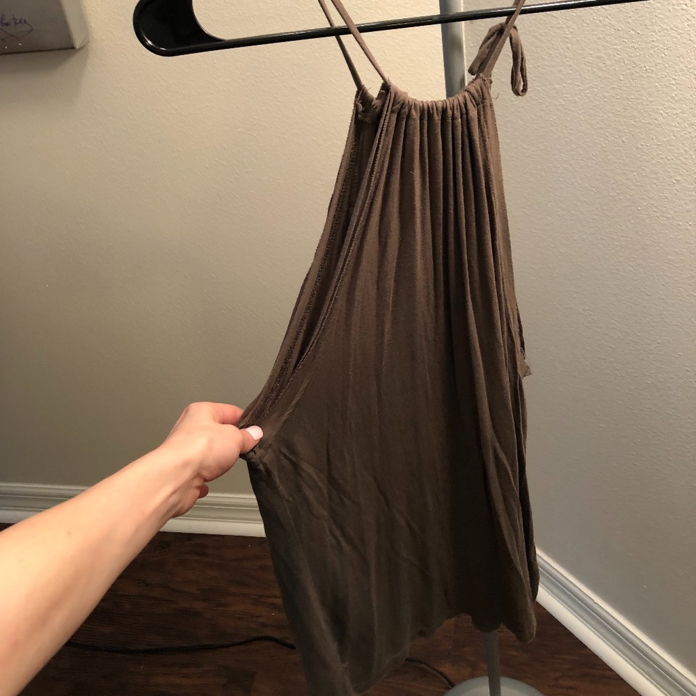 Olive Halter top with open back